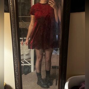 Crushed Red Velvet Skater Dress